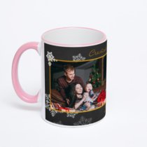 Кружка с розовой ручкой и ободком