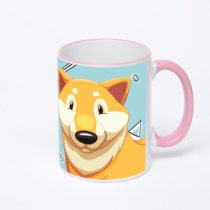 Кружка с розовой ручкой и ободком