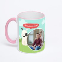 Кружка с розовой ручкой и ободком