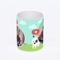 Кружка с розовой ручкой и ободком