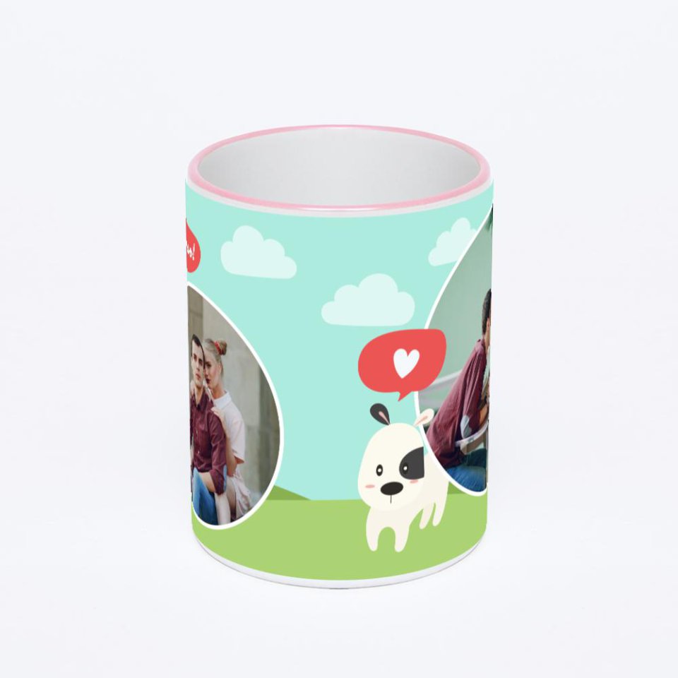 Кружка с розовой ручкой и ободком