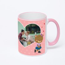 Кружка с розовой ручкой и ободком