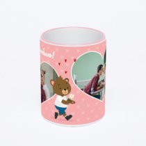 Кружка с розовой ручкой и ободком