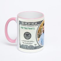 Кружка с розовой ручкой и ободком