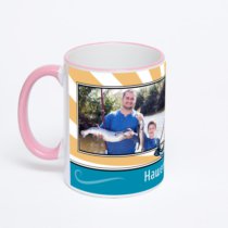 Кружка с розовой ручкой и ободком