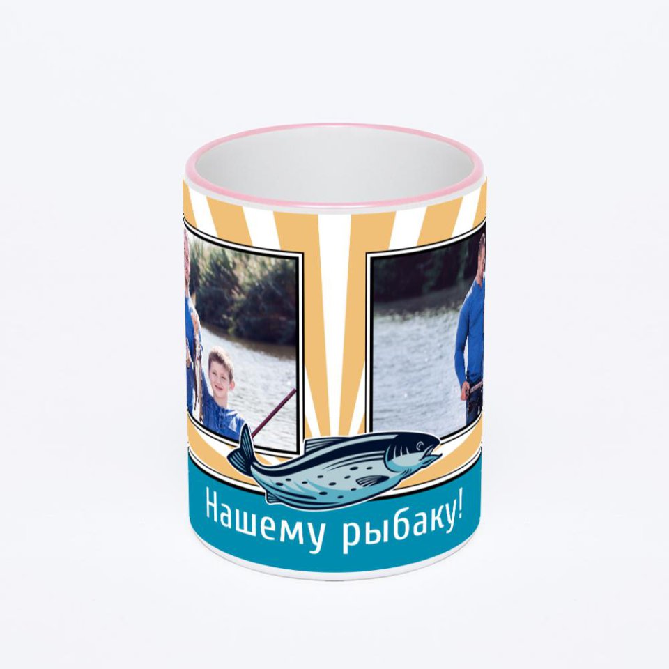 Кружка с розовой ручкой и ободком