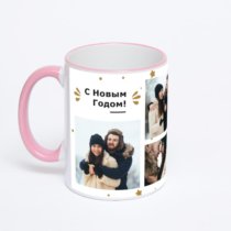 Кружка с розовой ручкой и ободком