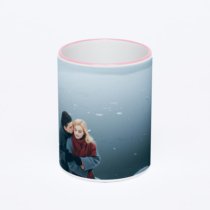 Кружка с розовой ручкой и ободком