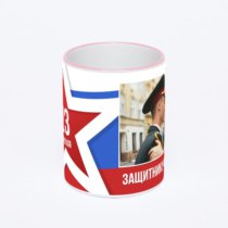 Кружка с розовой ручкой и ободком