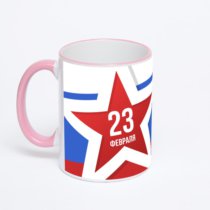 Кружка с розовой ручкой и ободком