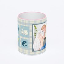 Кружка с розовой ручкой и ободком