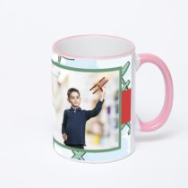 Кружка с розовой ручкой и ободком