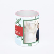 Кружка с розовой ручкой и ободком