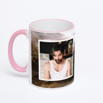 Кружка с розовой ручкой и ободком