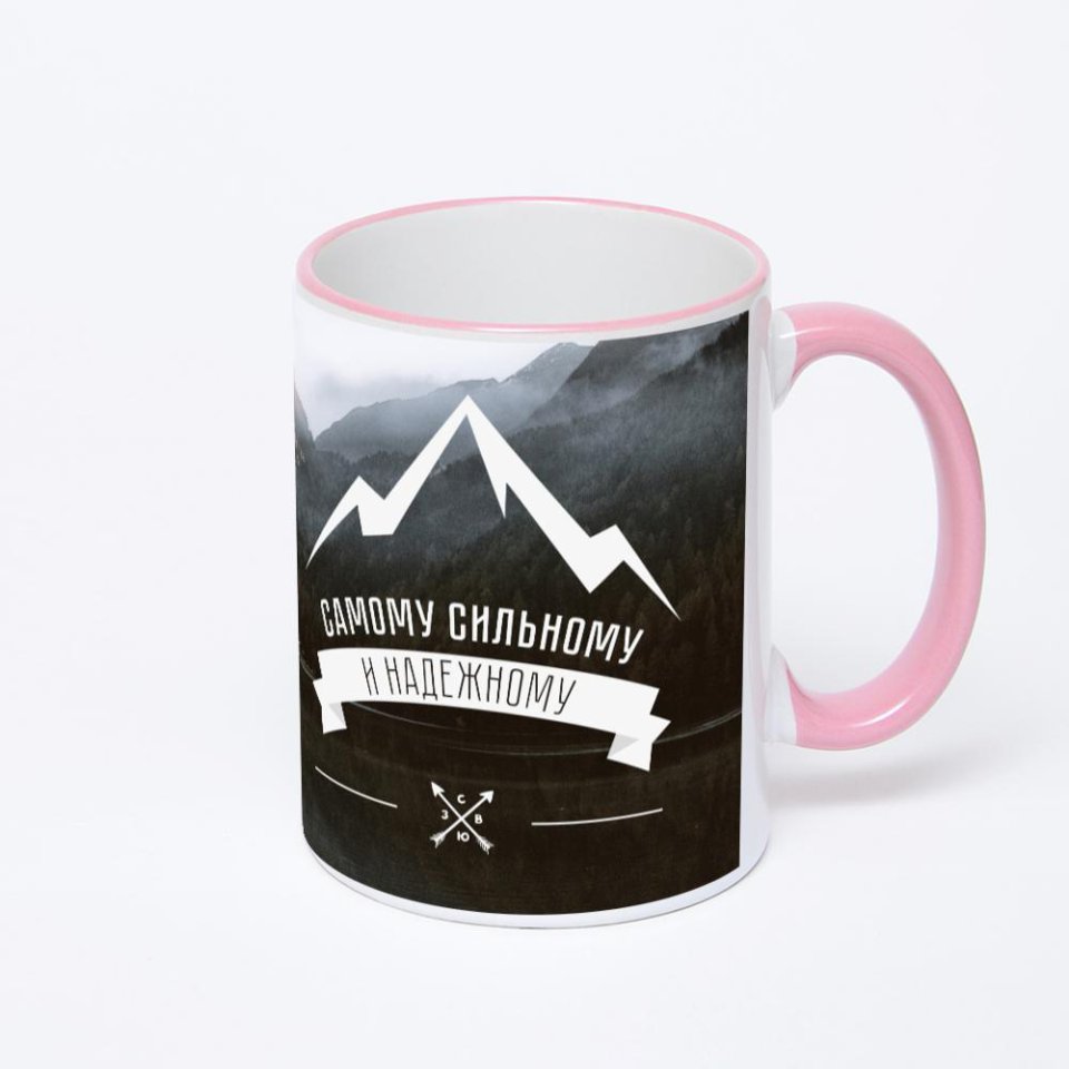 Кружка с розовой ручкой и ободком