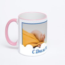 Кружка с розовой ручкой и ободком