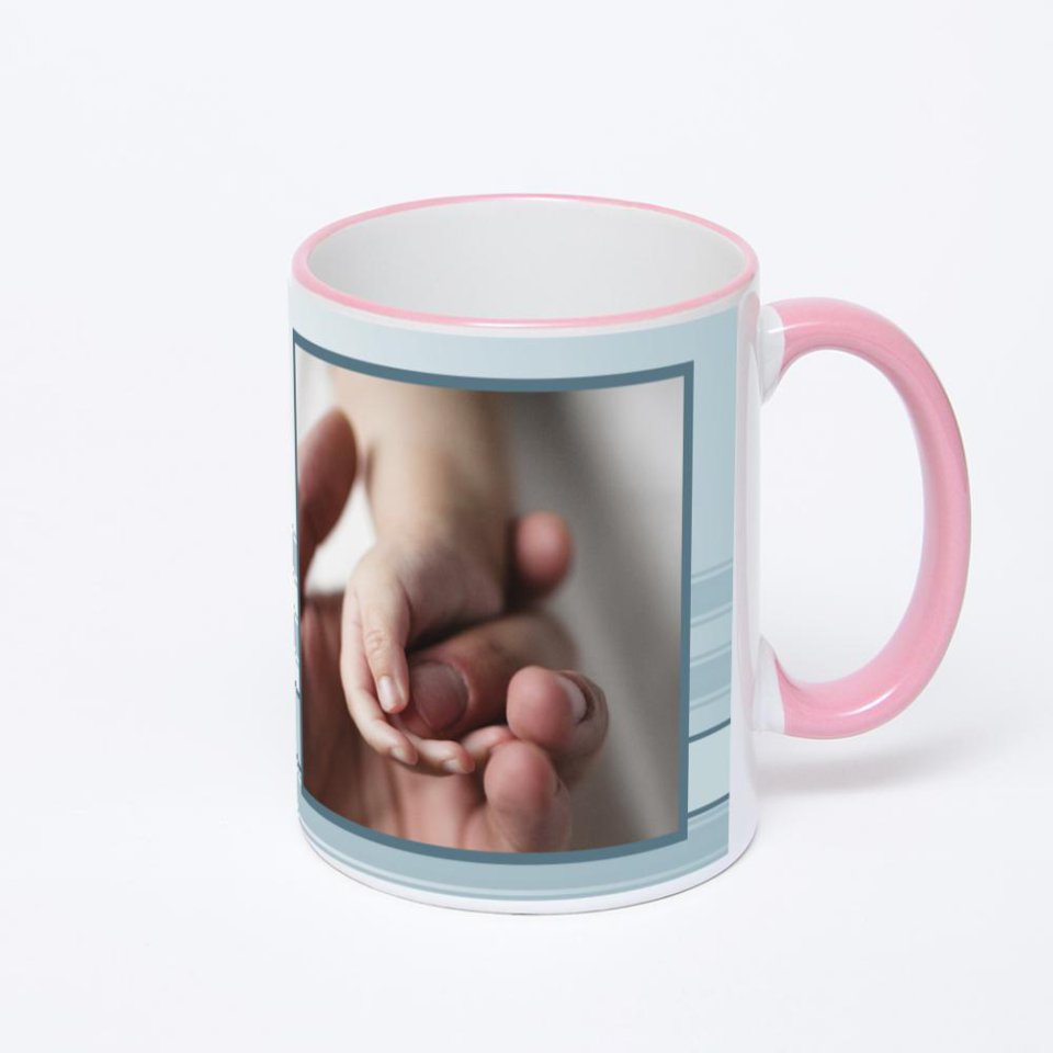 Кружка с розовой ручкой и ободком