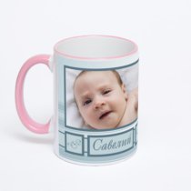 Кружка с розовой ручкой и ободком