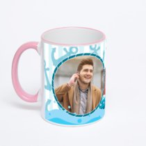 Кружка с розовой ручкой и ободком