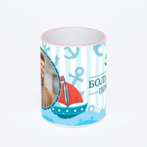 Кружка с розовой ручкой и ободком