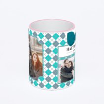 Кружка с розовой ручкой и ободком