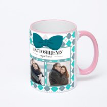 Кружка с розовой ручкой и ободком