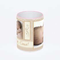 Кружка с розовой ручкой и ободком