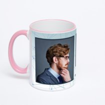 Кружка с розовой ручкой и ободком