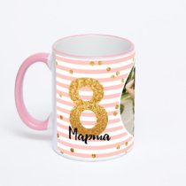 Кружка с розовой ручкой и ободком