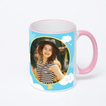 Кружка с розовой ручкой и ободком