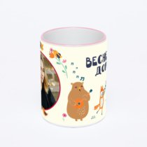 Кружка с розовой ручкой и ободком