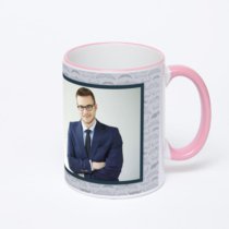 Кружка с розовой ручкой и ободком