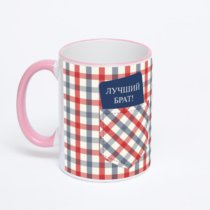 Кружка с розовой ручкой и ободком