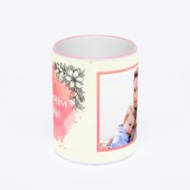 Кружка с розовой ручкой и ободком