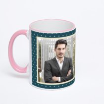 Кружка с розовой ручкой и ободком