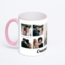 Кружка с розовой ручкой и ободком