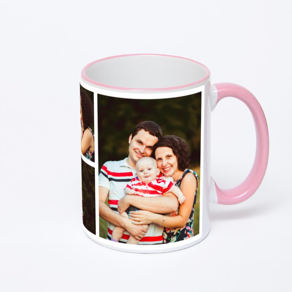 Кружка с розовой ручкой и ободком