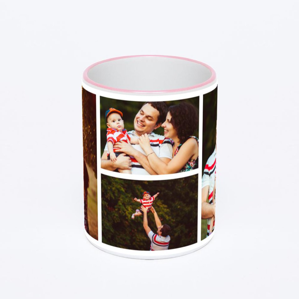 Кружка с розовой ручкой и ободком