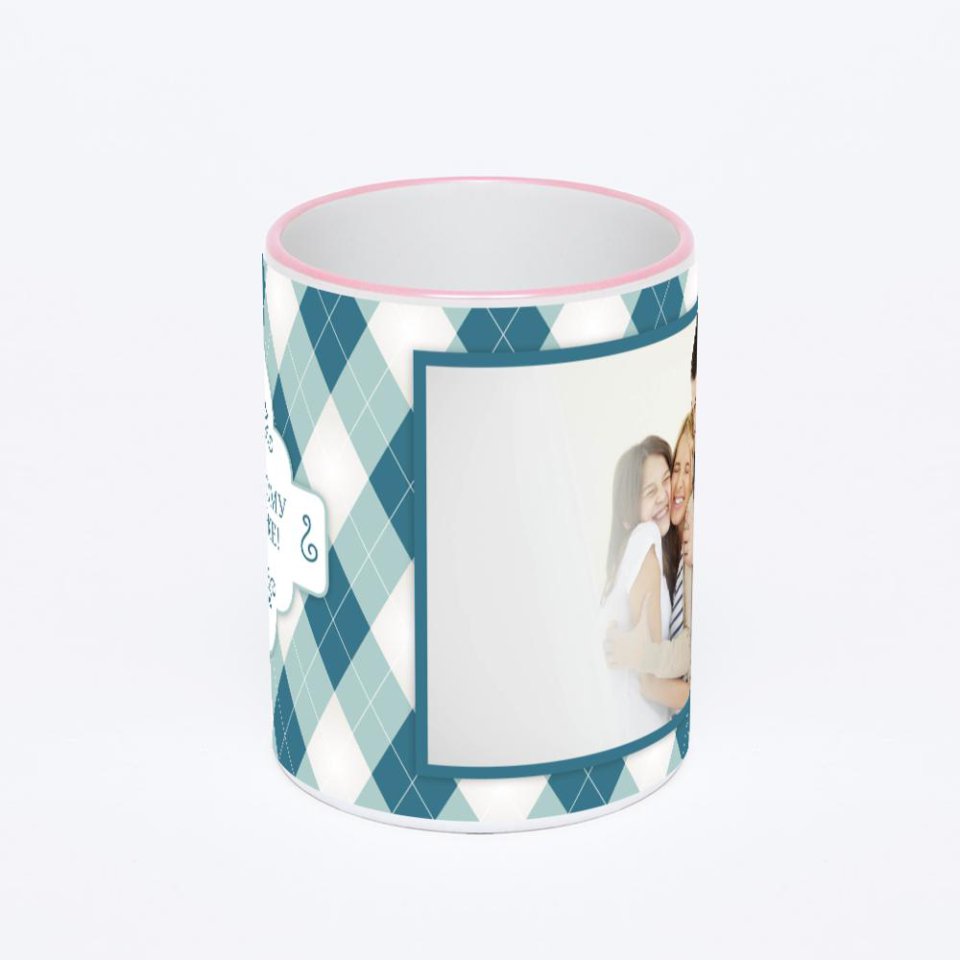 Кружка с розовой ручкой и ободком