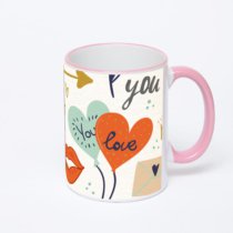 Кружка с розовой ручкой и ободком