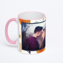 Кружка с розовой ручкой и ободком