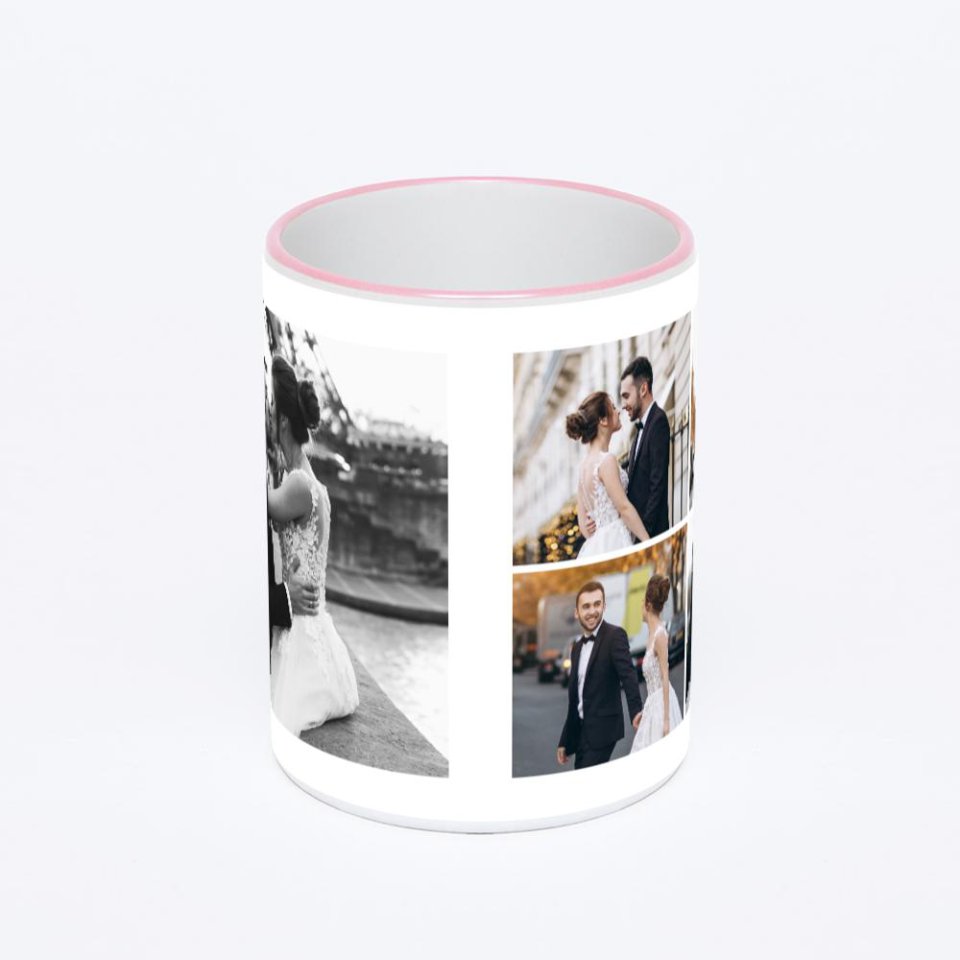 Кружка с розовой ручкой и ободком