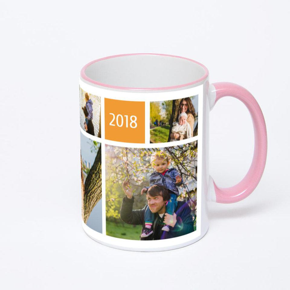 Кружка с розовой ручкой и ободком