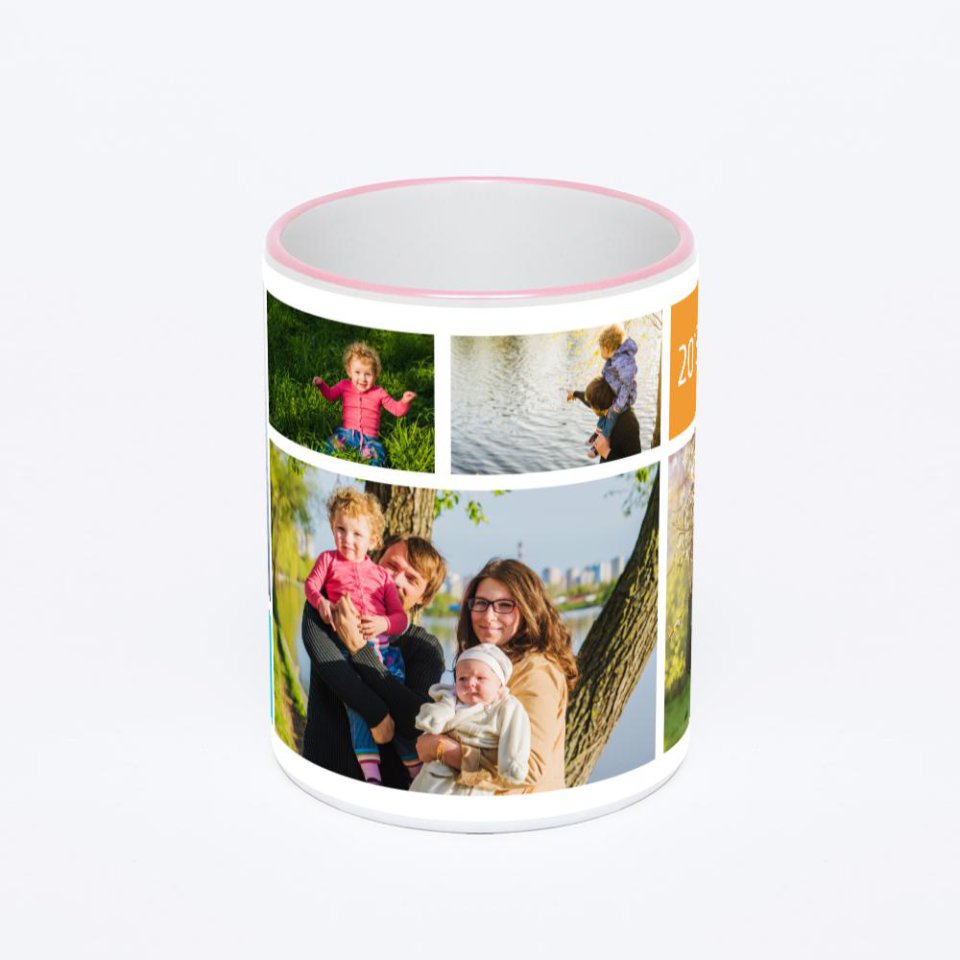 Кружка с розовой ручкой и ободком