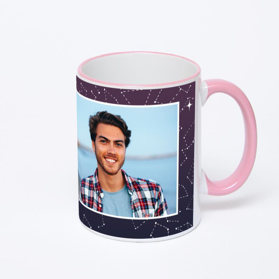 Кружка с розовой ручкой и ободком