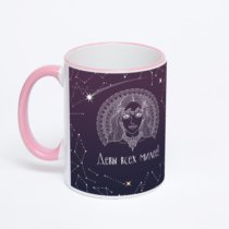 Кружка с розовой ручкой и ободком