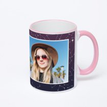 Кружка с розовой ручкой и ободком