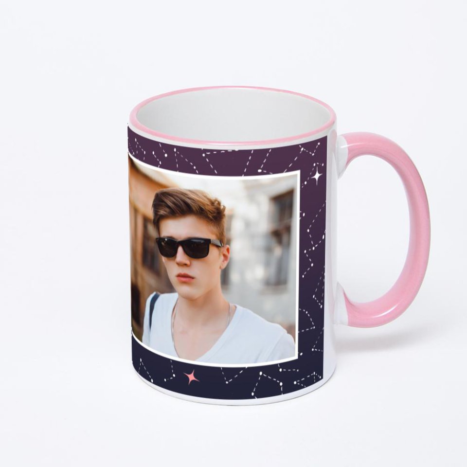 Кружка с розовой ручкой и ободком