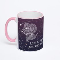 Кружка с розовой ручкой и ободком