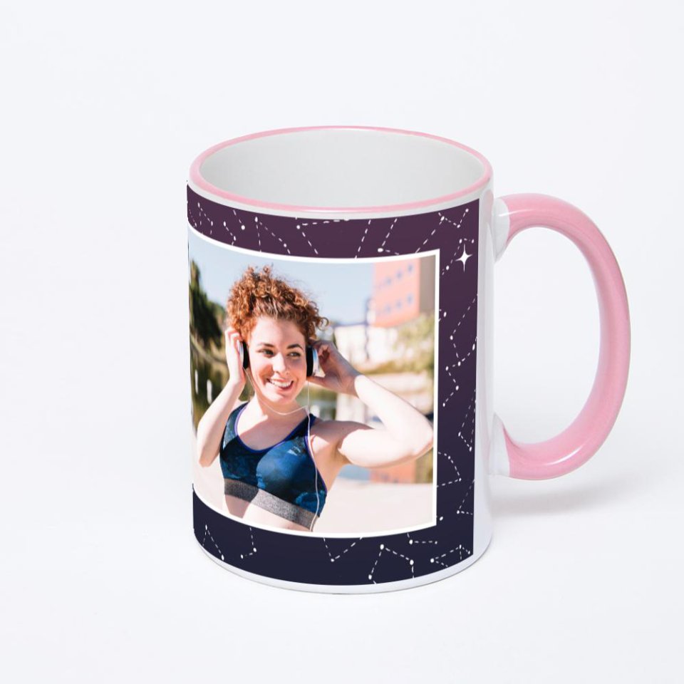 Кружка с розовой ручкой и ободком